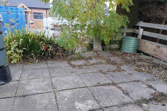 The area outside Timberland Village Hall before the work was done.