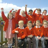 Pupils from St Andrew's CofE Primary school, Leasingham, with headteacher David Hodgson in 2012.