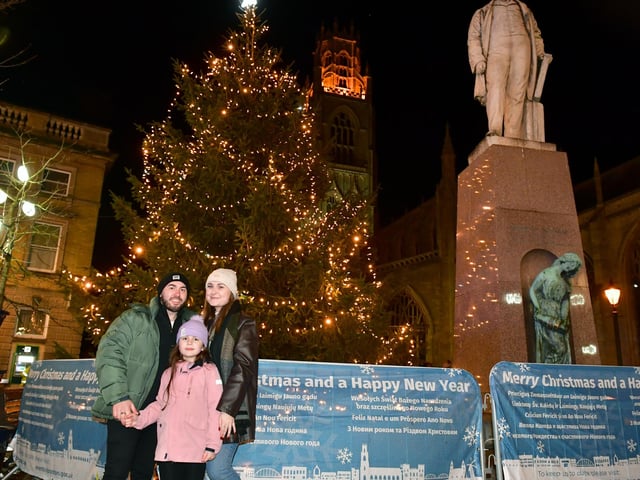 John-Paul Carney, Emma Yallop and Esmey Carney, aged eight, of Boston.