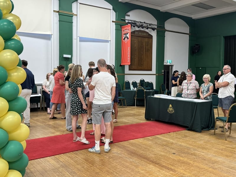 The wait is over as pupils collect their results from the main hall at Skegness Grammar School.