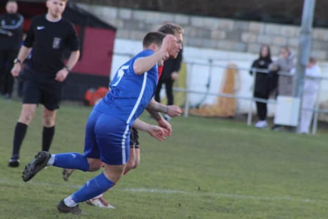 New boy Callum Lovett on his Louth debut at Worsbrough on Saturday.