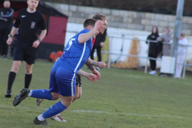 New boy Callum Lovett on his Louth debut at Worsbrough on Saturday.