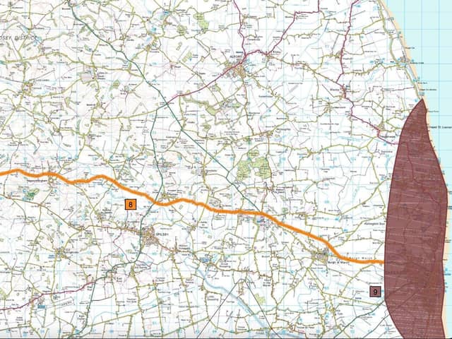 A map of the Lincolnshire Coastal Highway from Horncastle to Skegness. Image: LCC