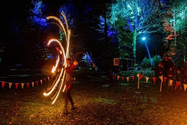 Firedancing in Stourton Woods 2021 