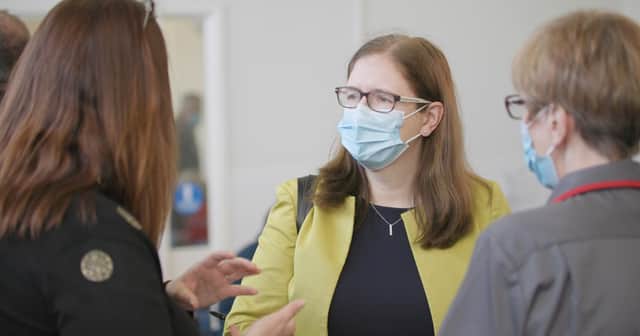 Dr Caroline Johnson, Public Health and Mental Health Minister, visited the Lincoln mass vaccination centre