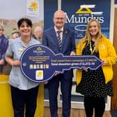 One of the Marie Curie Nurses and Lauren Alexander, Marie Curie Community Fundraiser, with Simon Bentley, Senior Partner at Mundys