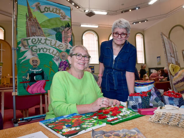 L-R Helen Dickinson and Barbara Smith of Louth Textile Group, in Louth Methodist Church. Photo: David Dawson