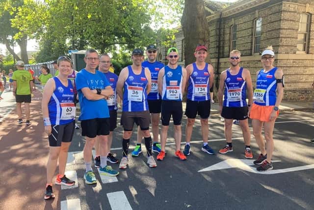 The Gainsborough and Morton Striders line up in Grimsby.