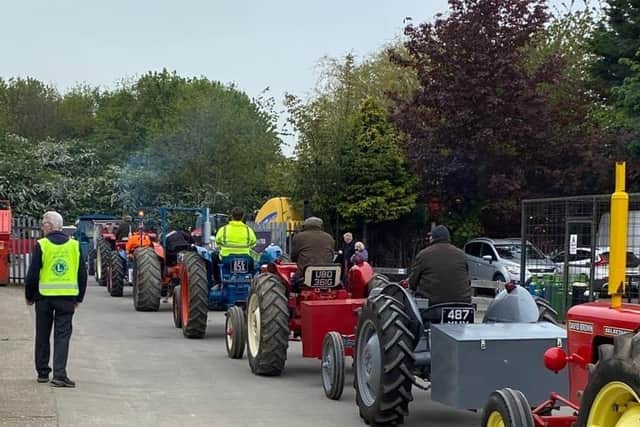 The tractors set off on the Tractor Run.
