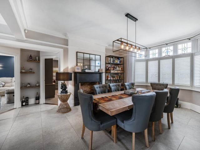 The adjoining dining room.