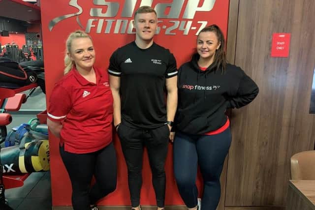 Club manager Laura Markham, personal trainer, Adam Martin and assistant manager and personal trainer, Jenna Beckworth