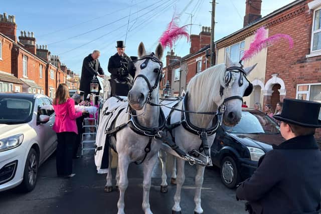 White horses, with pink feathers, were among the details Ella planned for her 'day of celebration'.