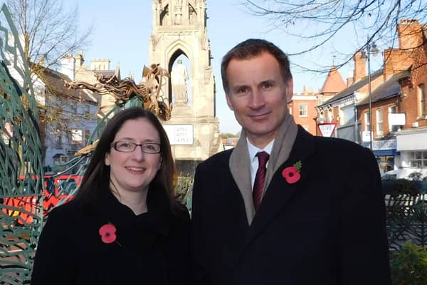 A devolution deal for Lincolnshire could be announced in Chancellor Jeremy Hunt's autumn statement, pictured here with Sleaford and North Hykeham MP Dr Caroline Johnson.