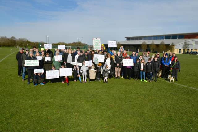 The protest on Wood Lane playing fields.