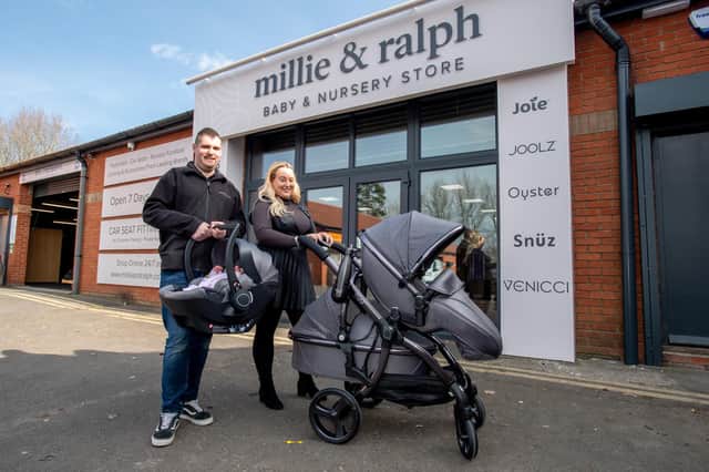 Charlotte and Ben at the opening of Millie & Ralph in Holton le Clay in March 2022.