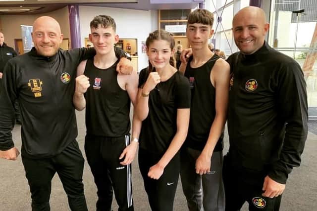 Teenage boxers Reece Morris, Amber Barry and Harley Butterfield.