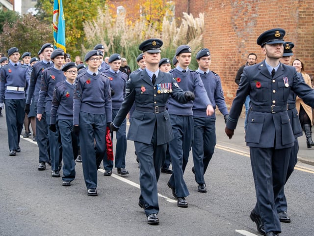 Coningsby Air Cadets parade on Remembrance Sunday. Photo: Keith Bishop