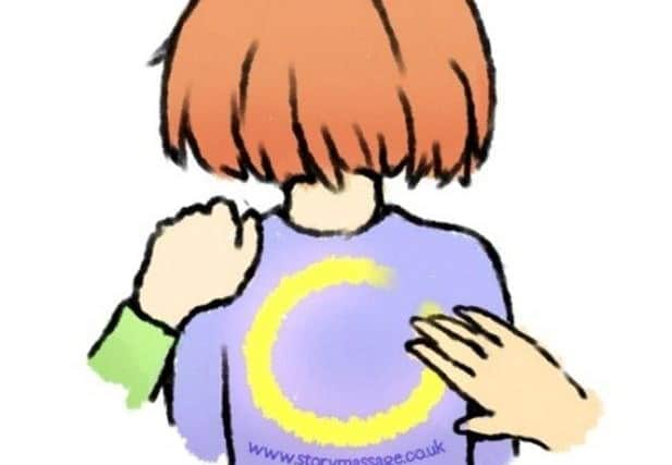 Illustration showing the Story Massage technique