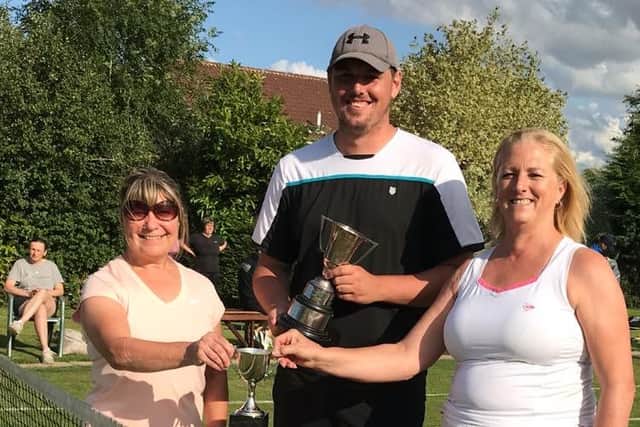 Jane Horner (left), George Whitley and Maureen Thompson celebrate success.