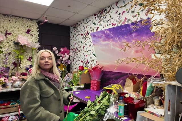 Sarah Collier, owner of Sarah's Florists in Lincoln Road, Skegness, busy preeparing a bouquet for Valentine's Day.