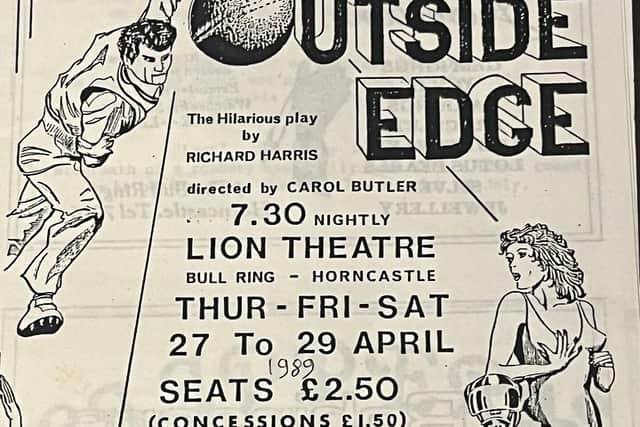The poster for Horncastle's production of Outside Edge from 1989.