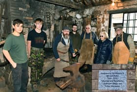 A group of the volunteers at Welbourn Forge - third from left is blacksmith, Carl Rear, second from right is Marion Goodhand. Photo: Mick Fox