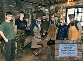 A group of the volunteers at Welbourn Forge - third from left is blacksmith, Carl Rear, second from right is Marion Goodhand. Photo: Mick Fox
