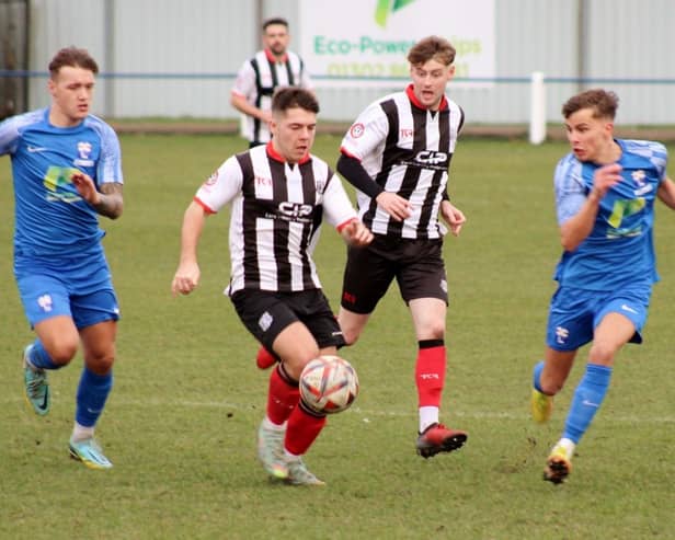 Brigg are pictured in action at Rossington Main earlier this season. Photo: Brigg Town.