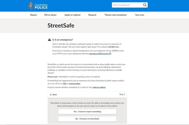The StreetSafe website.