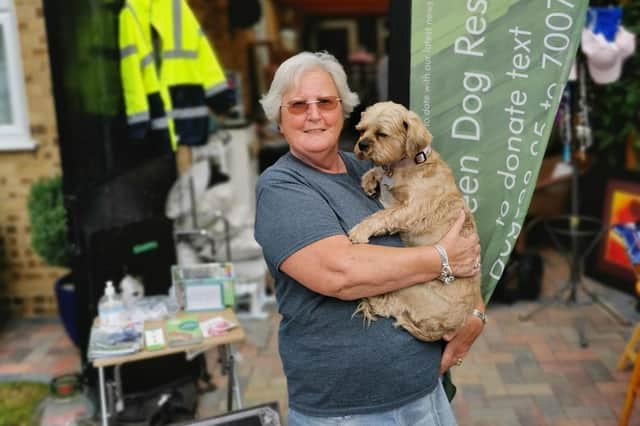 Prolific fundraiser Ann Gregory pictured at one of her yard sales in aid of Jerry Green Dogs in Algarkirk.