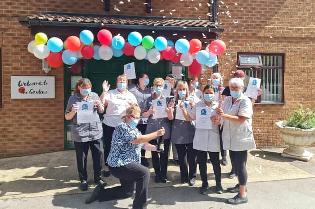 Celebrations at The Gardens care home, in Boston, after it was named in the Top 20 in the East Midlands.