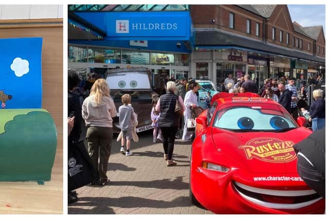 Hildreds shopping centre manager Steve Andrews (left) preparing for World Book Day.and right, the centre on a busy event day during summer.