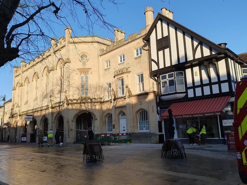Fire investigations begin at the Sessions House in Sleaford Market Place. Photo: Andy Hubbert