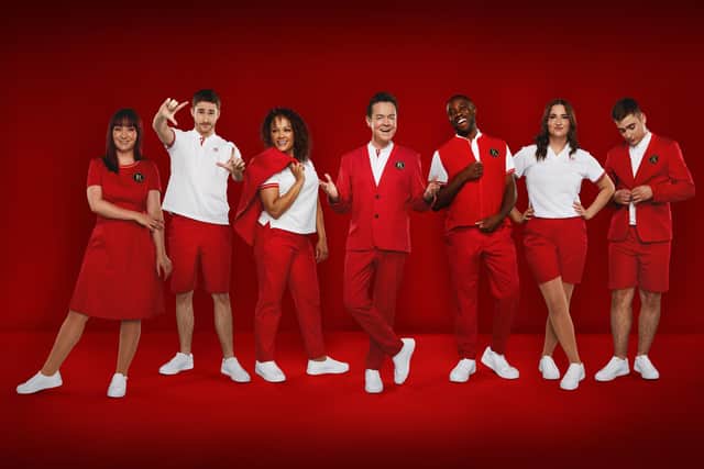 TV personality Stephen Mulhern unveiling the new Redcoats uniform for 2024.