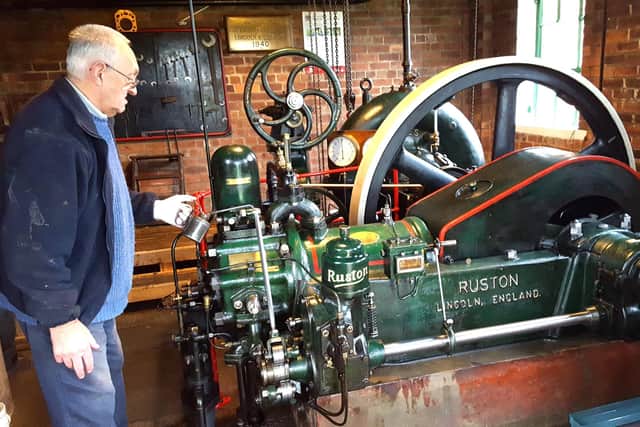 The Ruston and Hornsby diesel pump engine of 1940 at work at Dogdyke Pumping Station.