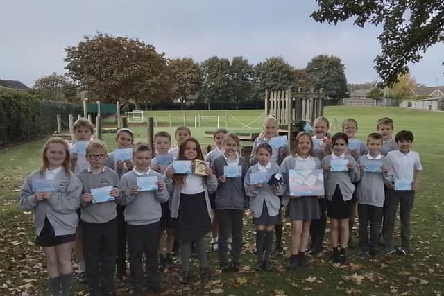 Bowmandale Primary School Pupils With Their Doodle Challenge Certificates