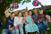 Coronation party at Wellingore. L-R Lewis Stevenson, Kateryna Shevchnko, Amy Brook, Elsa Brook-Stevenson 7, James Stevenson, Isaac Brook-Stevenson 3