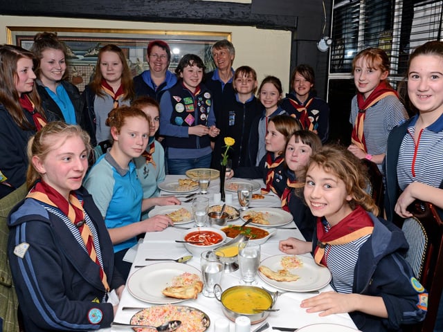 Horncastle Girl Guides are pictured in 2013 taking a trip to Horncastle’s Agra Indian restaurant as part of ‘World Thinking Day’.