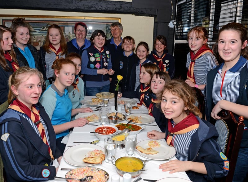 Horncastle Girl Guides are pictured in 2013 taking a trip to Horncastle’s Agra Indian restaurant as part of  ‘World Thinking Day’.