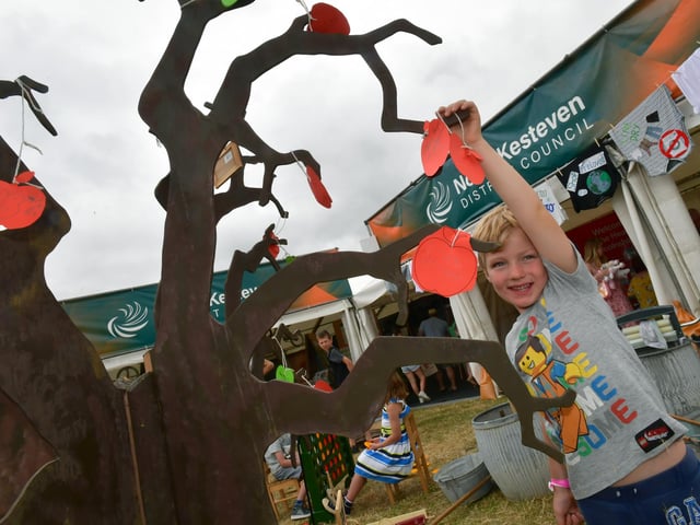 Bertie Hippisley, six, trying out the activities on the NKDC stand.