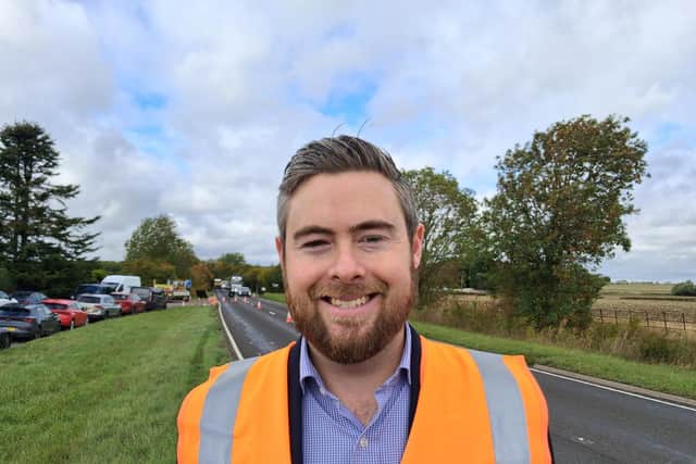 Ben Rawding, JCB General Manager, at a test for the JCB Pothole Pro near Wragby Credit: LDRS