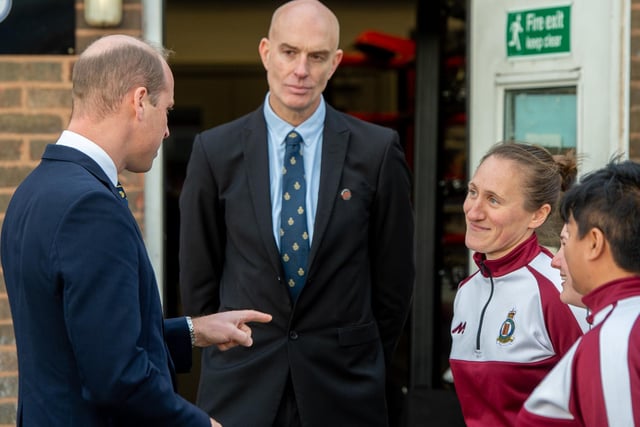 HRH The Prince of Wales visits the RAF Coningsby women's football team.