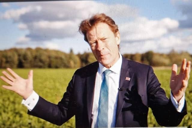 MP for Boston and Skegness Richard Tice during a recent visit to a farm in his constituency.