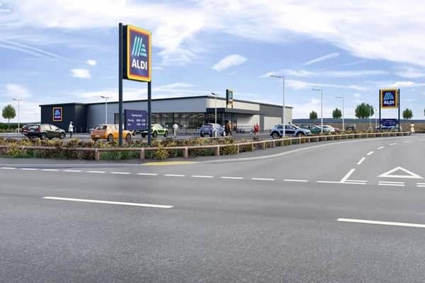 A computer-generated image of how the Aldi store on Spilsby Road in Horncastle might look if it is built.