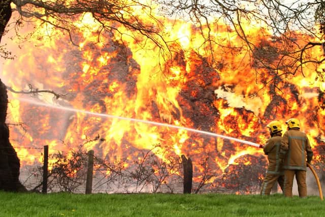 Firefighters deal with a blaze