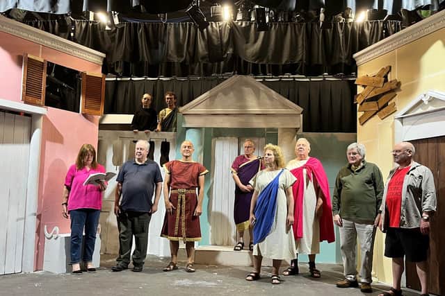 The cast of A Funny Thing Happened on the Way to the Forum.