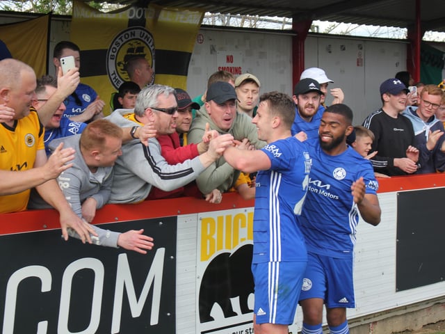 Victory at title chasing Brackley kept Boston United's play-off hopes alive.