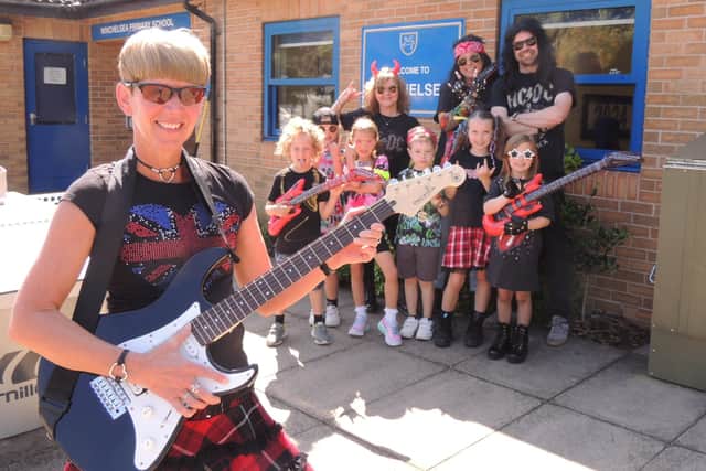 Headteacher Helen Duckett says farewell to Winchelsea Primary School in Ruskington while taking part in their RockKidz day.
