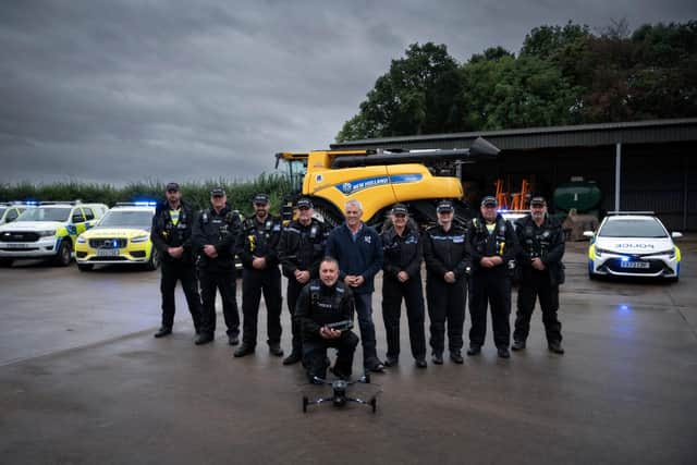 The RCAT officers with drone operators and farm Andrew Ward.