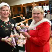 Vanessa Edwards and Jeanette Morley of Tesco, with Tesco gift bags
